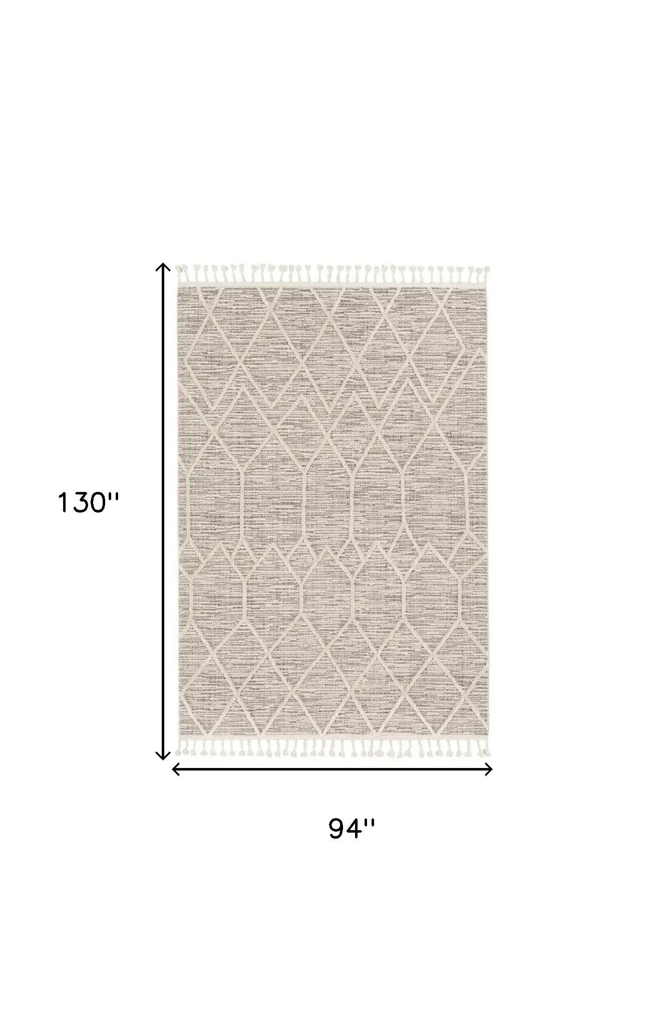 8' X 11' Ivory Grey Machine Woven Geometric Indoor Area Rug - Homeroots - Flyclothing LLC