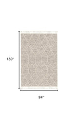 8' X 11' Ivory Grey Machine Woven Geometric Indoor Area Rug - Homeroots - Flyclothing LLC