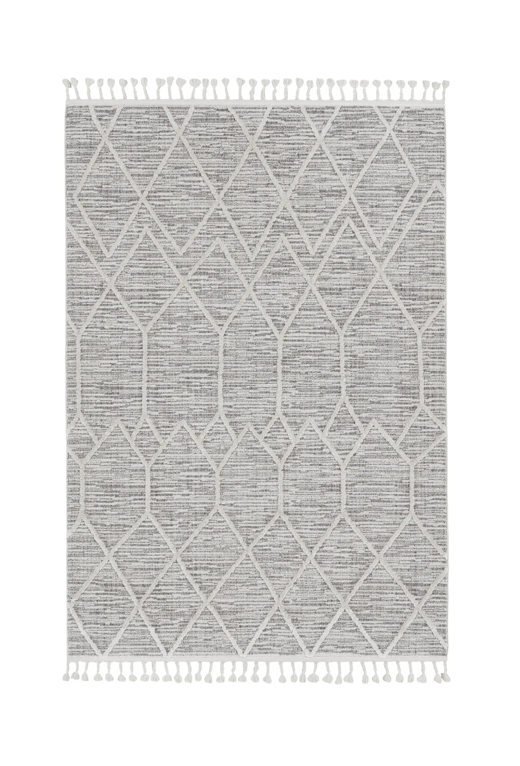 9' X 13' Ivory Grey Machine Woven Geometric Indoor Area Rug - Homeroots - Flyclothing LLC