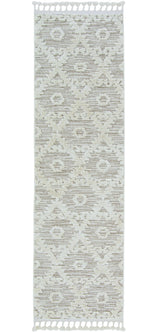 8' Beige and Ivory Geometric Runner Rug - Homeroots - Flyclothing LLC
