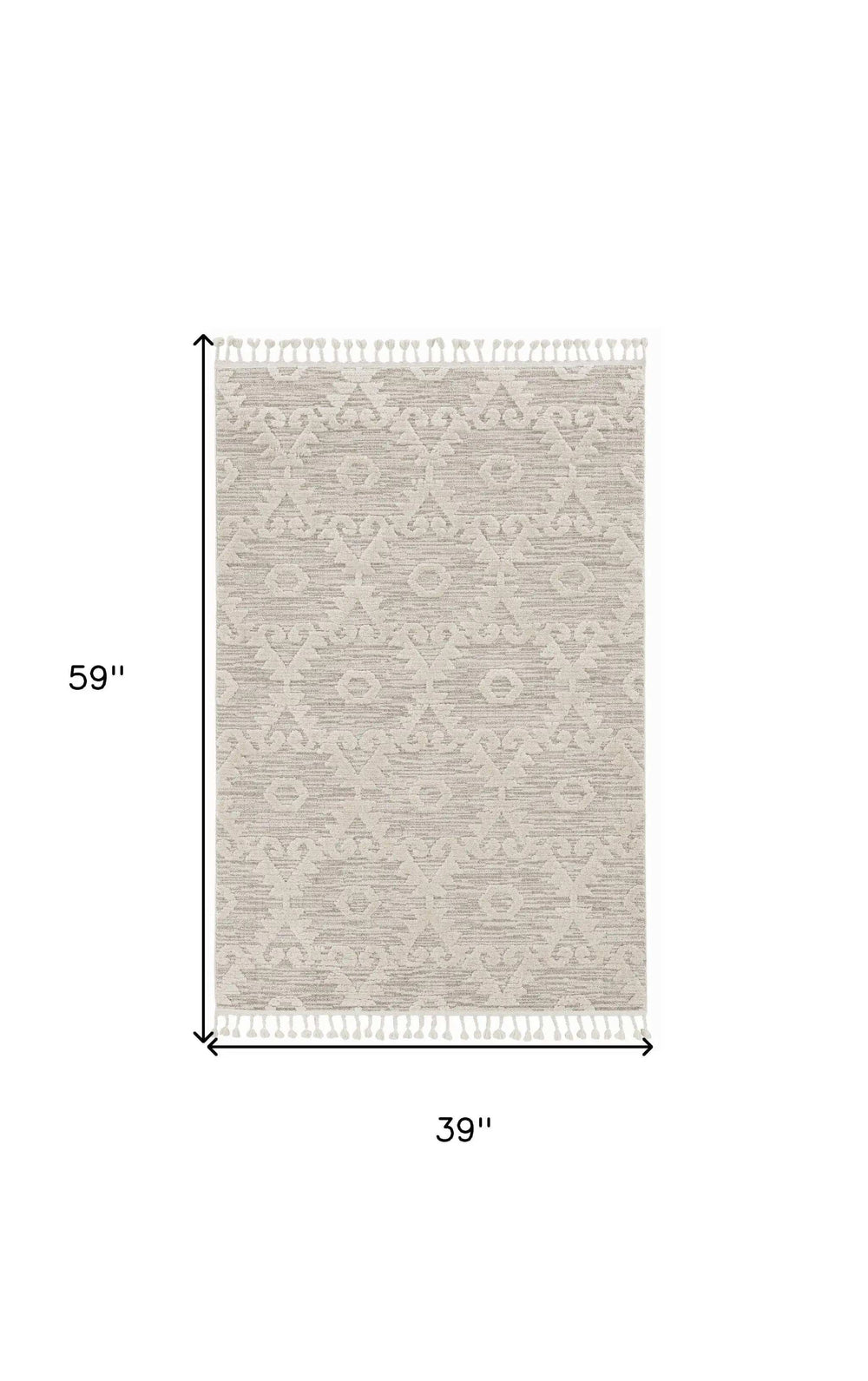 3' X 5' Ivory Chevron Area Rug - Homeroots - Flyclothing LLC