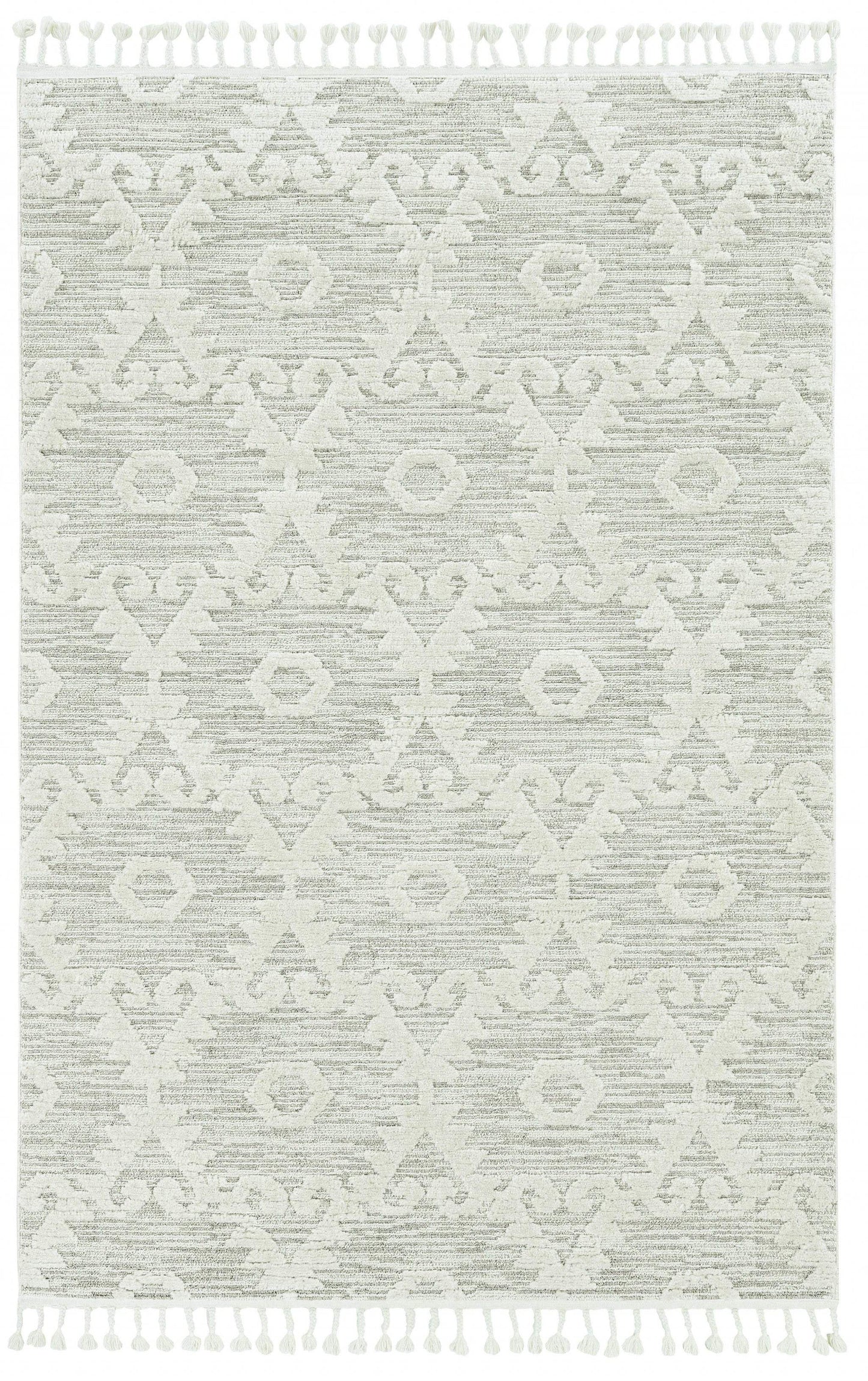5' X 8' Beige and Ivory Geometric Area Rug - Homeroots - Flyclothing LLC