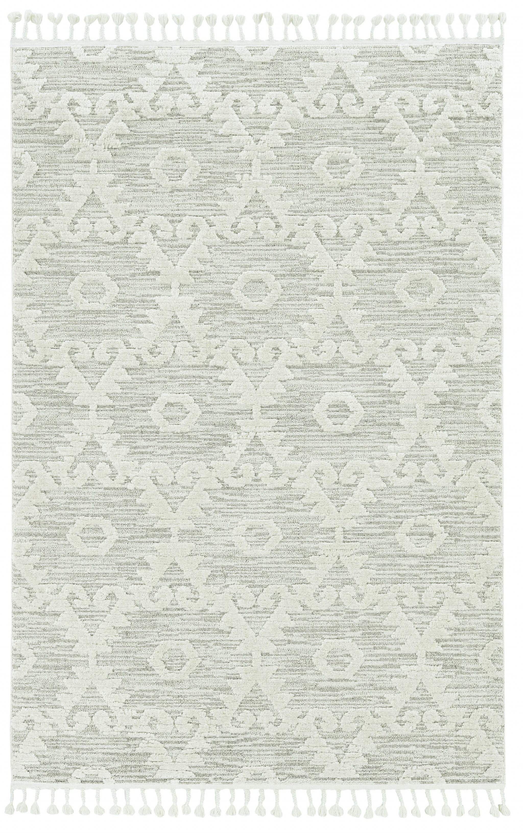 5' X 8' Beige and Ivory Geometric Area Rug - Homeroots - Flyclothing LLC