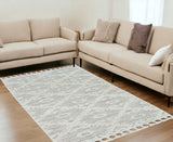 5' X 8' Beige and Ivory Geometric Area Rug - Homeroots