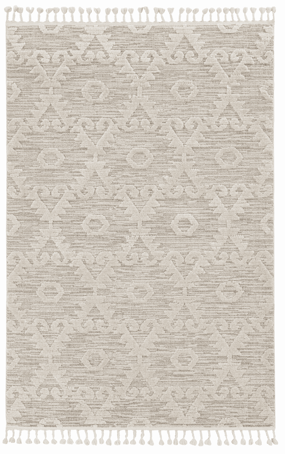 9' X 13' Beige and Ivory Geometric Area Rug - Homeroots - Flyclothing LLC