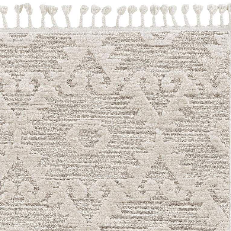 9' X 13' Beige and Ivory Geometric Area Rug - Homeroots - Flyclothing LLC
