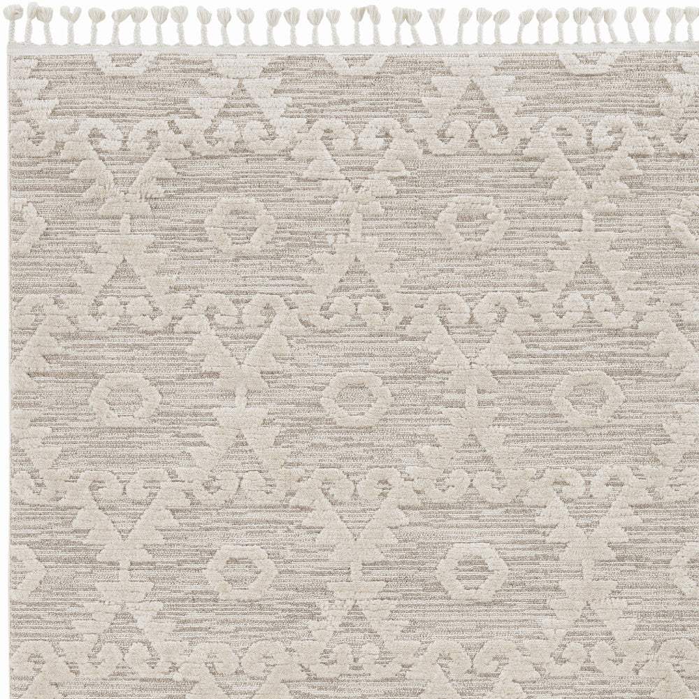 9' X 13' Beige and Ivory Geometric Area Rug - Homeroots - Flyclothing LLC