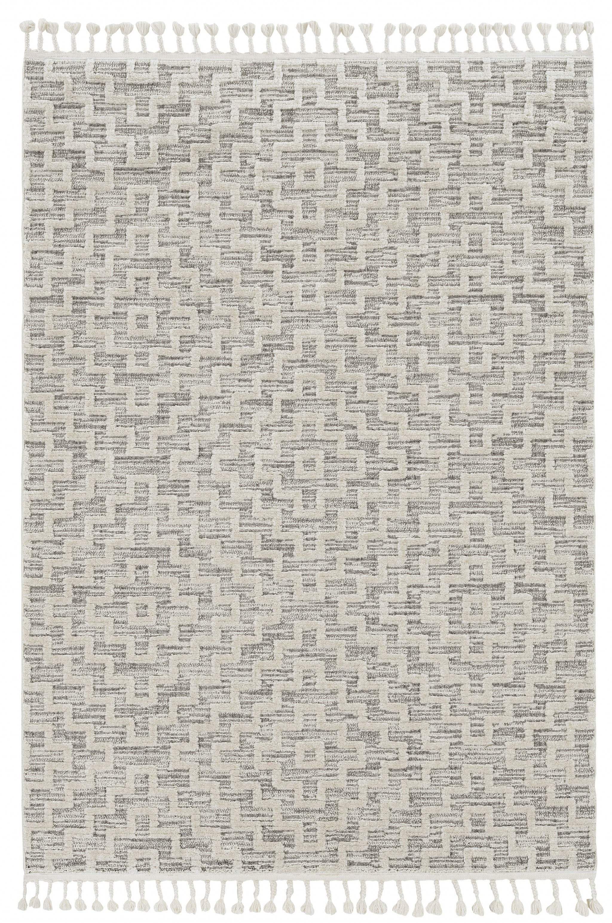 12' X 15' Gray and Ivory Geometric Area Rug - Homeroots - Flyclothing LLC