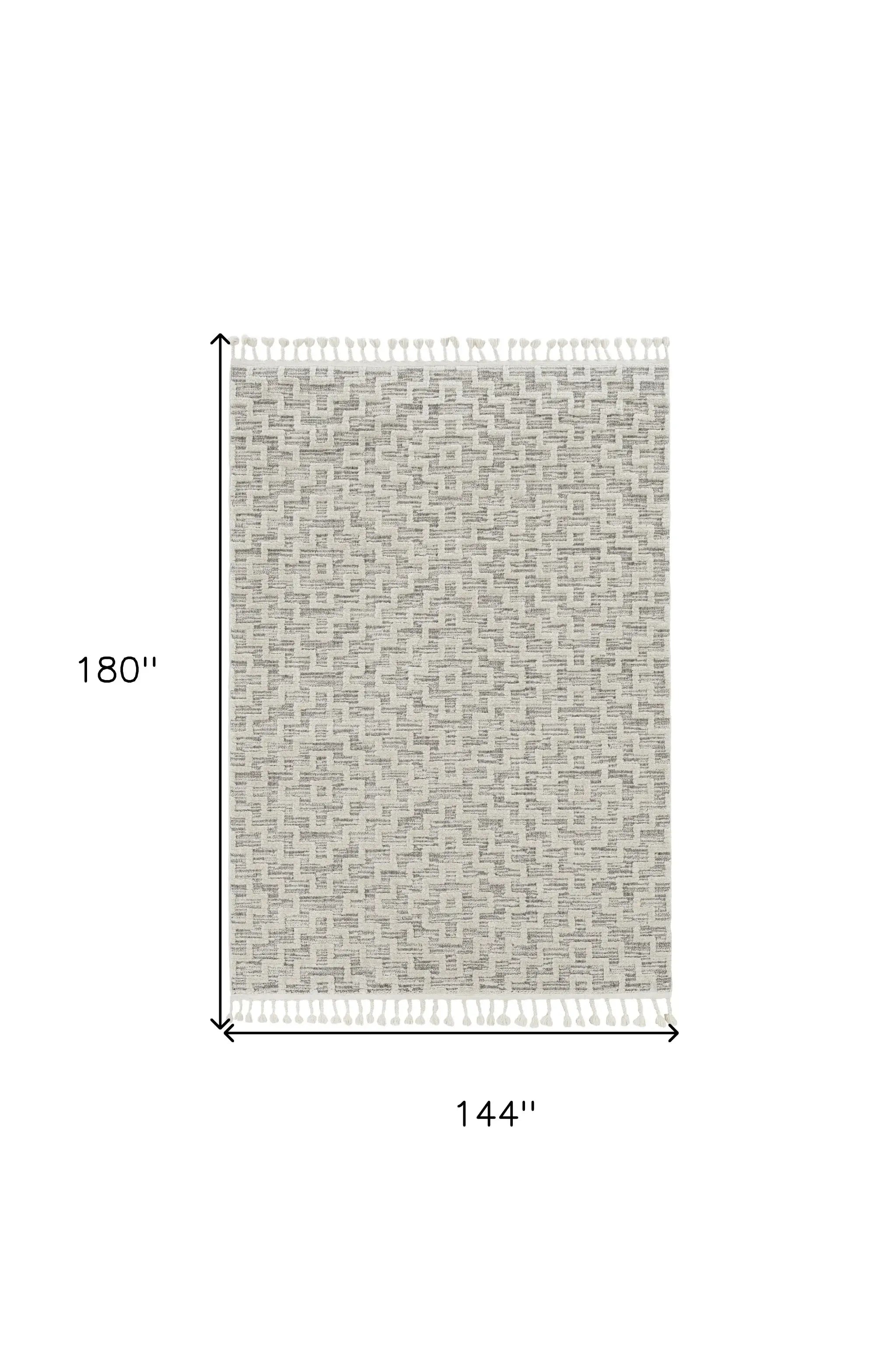 12' X 15' Gray and Ivory Geometric Area Rug - Homeroots - Flyclothing LLC