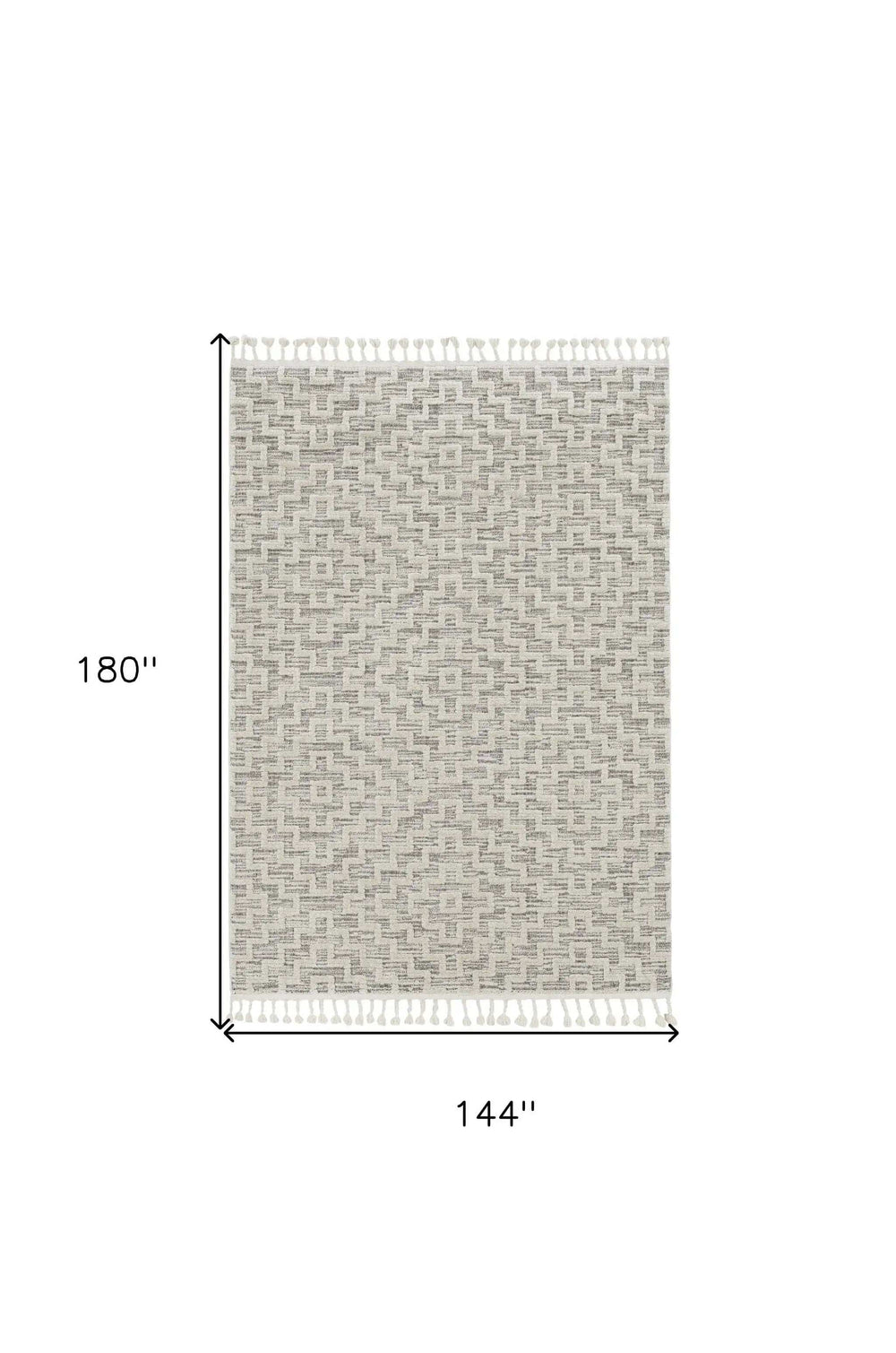 12' X 15' Gray and Ivory Geometric Area Rug - Homeroots - Flyclothing LLC
