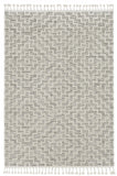 8' Ivory Grey Machine Woven Geometric With Fringe Indoor Runner Rug - Homeroots