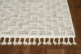 8' Ivory Grey Machine Woven Geometric With Fringe Indoor Runner Rug - Homeroots - Flyclothing LLC