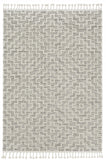 8' Ivory Grey Machine Woven Geometric With Fringe Indoor Runner Rug - Homeroots