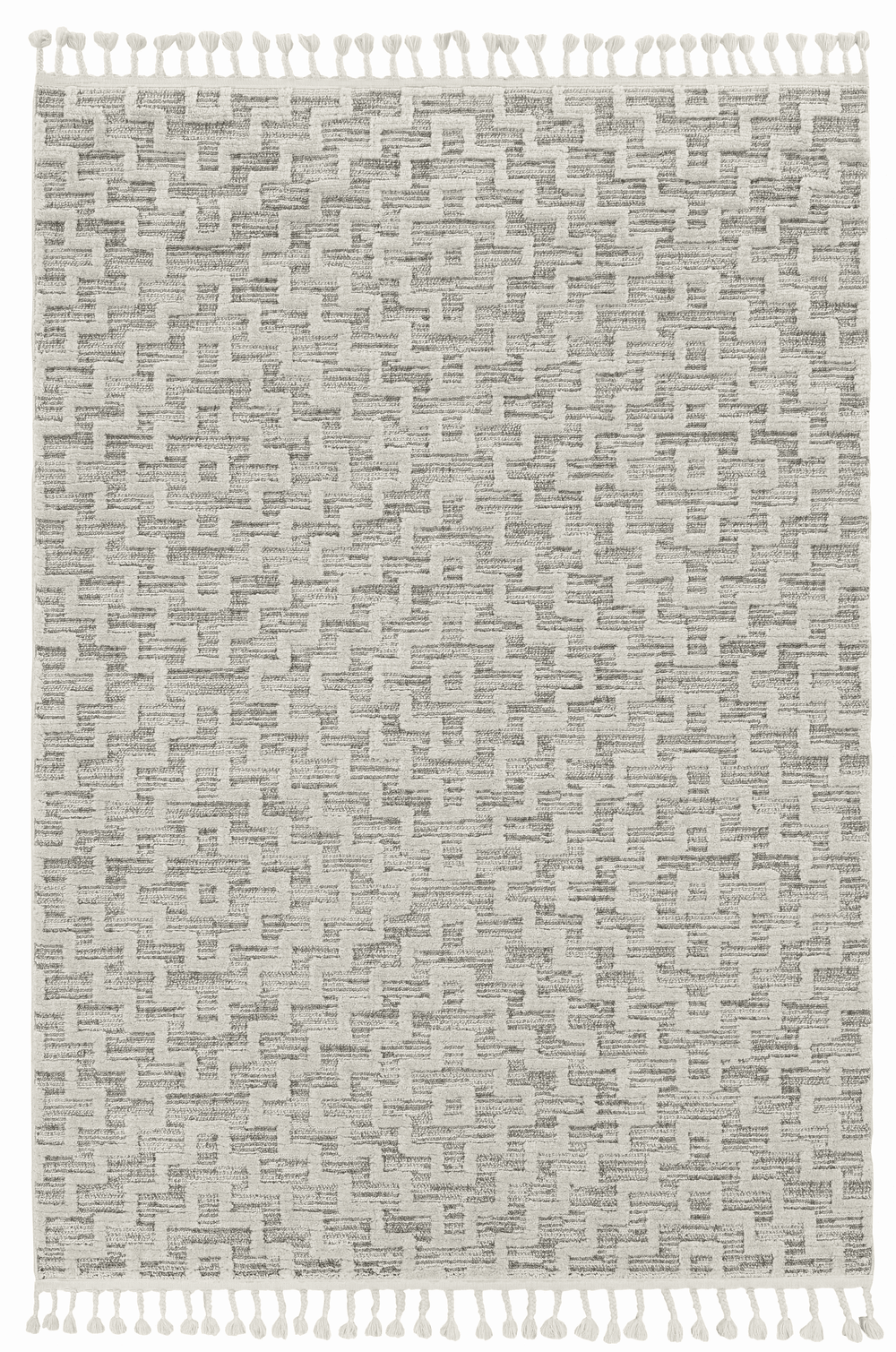 3' X 5' Ivory Grey Zigzag Diamonds Area Rug With Fringe - Homeroots - Flyclothing LLC