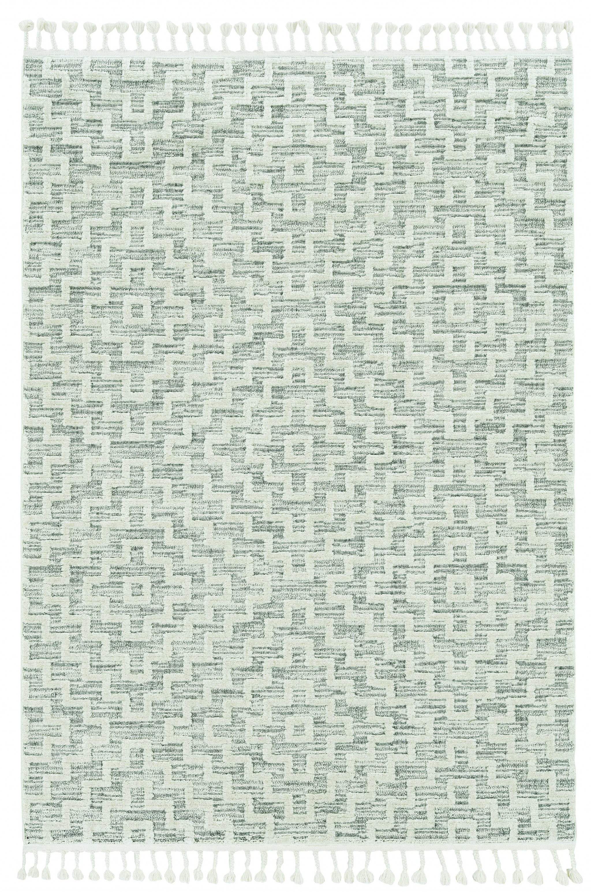 5' X 8' Gray and Ivory Geometric Area Rug - Homeroots - Flyclothing LLC