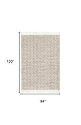 8' X 11' Ivory Grey Machine Woven Diamond Geometric Indoor Area Rug - Homeroots - Flyclothing LLC