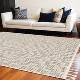 8' X 11' Ivory Grey Machine Woven Diamond Geometric Indoor Area Rug - Homeroots