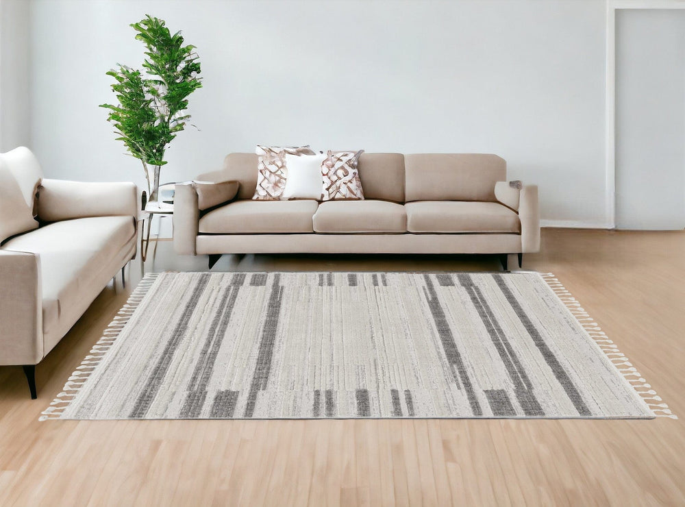 12' X 15' Gray and Ivory Abstract Area Rug - Homeroots