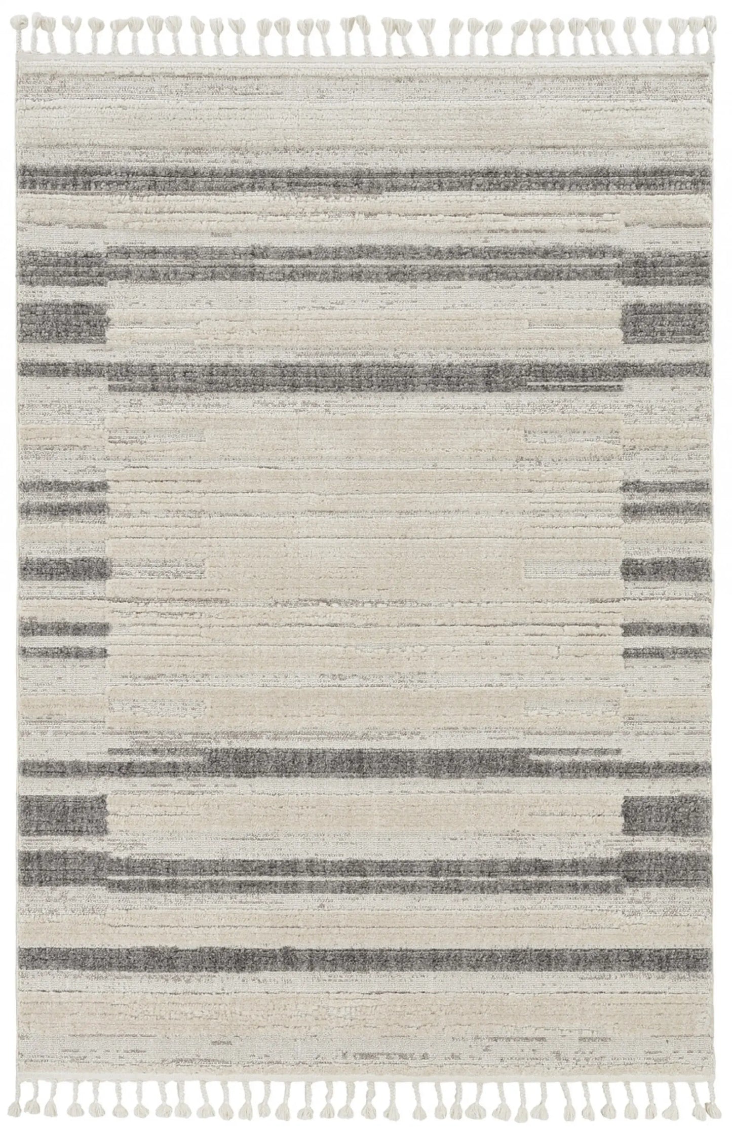 8' Runner Gray and Ivory Abstract Area Rug - Homeroots - Flyclothing LLC