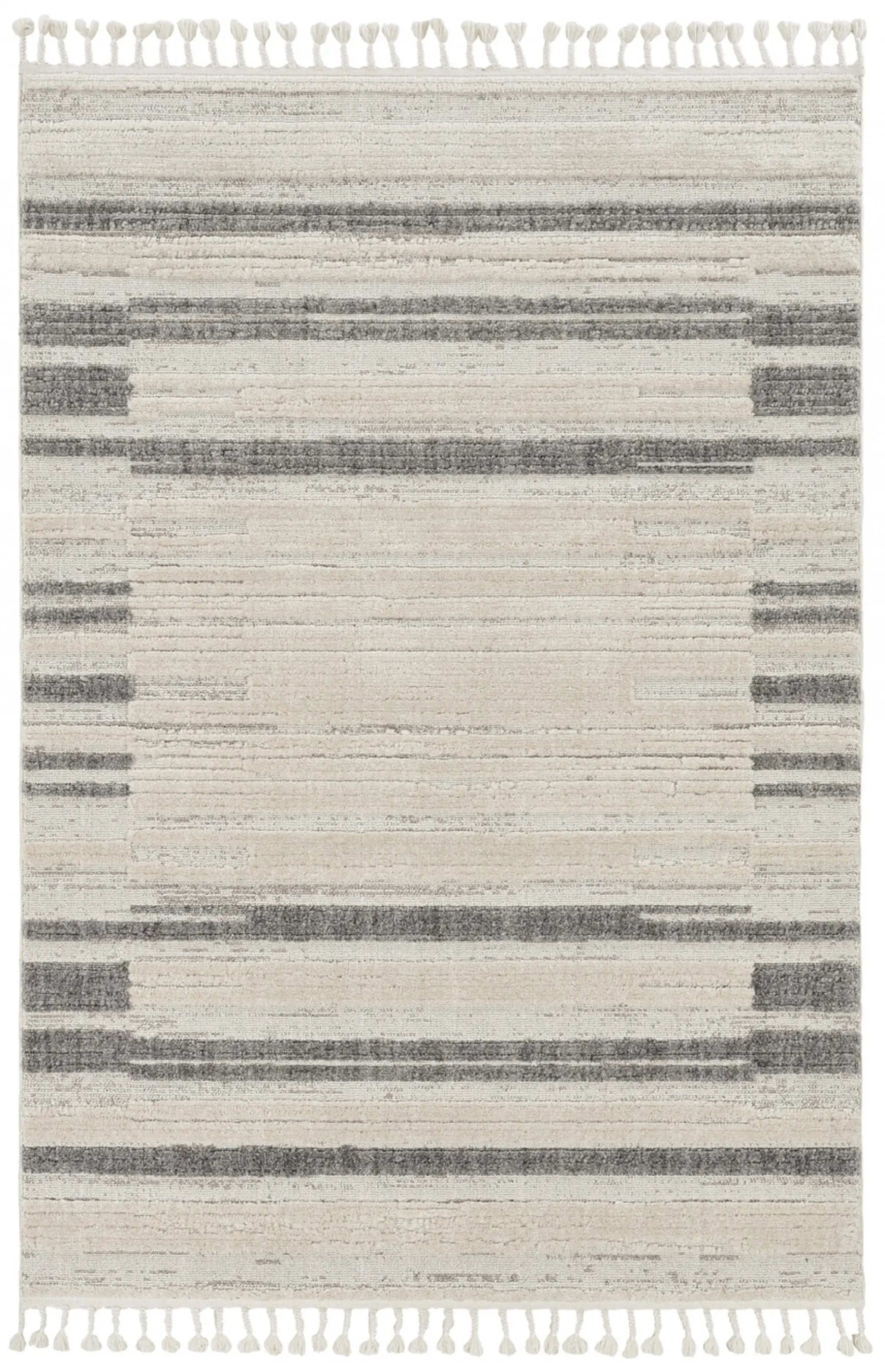 8' Runner Gray and Ivory Abstract Area Rug - Homeroots - Flyclothing LLC