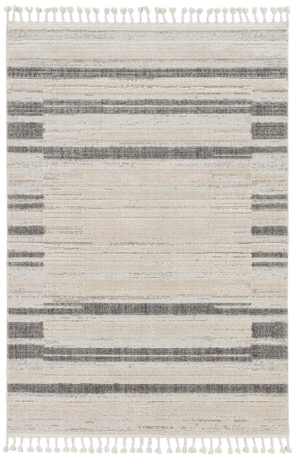 8' Runner Gray and Ivory Abstract Area Rug - Homeroots - Flyclothing LLC