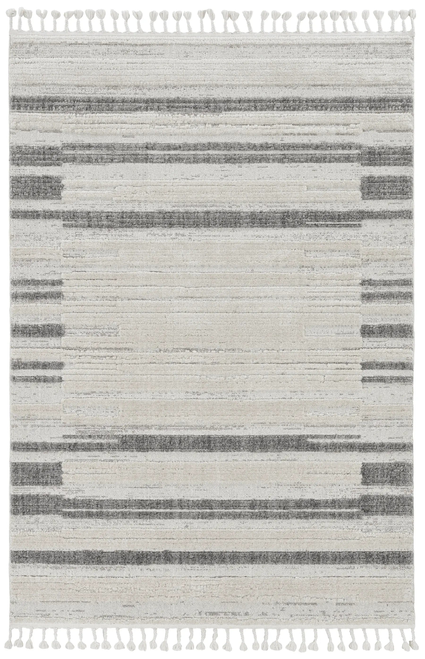 8' Runner Gray and Ivory Abstract Area Rug - Homeroots - Flyclothing LLC