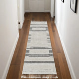 8' Runner Gray and Ivory Abstract Area Rug - Homeroots - Flyclothing LLC