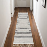 8' Runner Gray and Ivory Abstract Area Rug - Homeroots