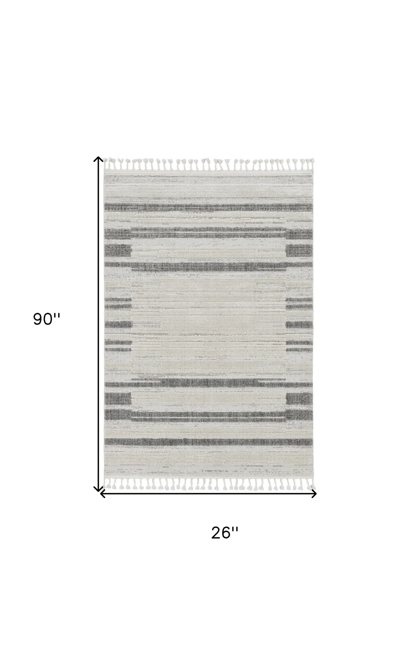 8' Runner Gray and Ivory Abstract Area Rug - Homeroots - Flyclothing LLC