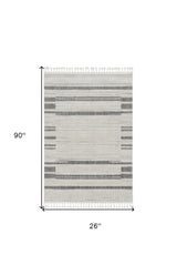 8' Runner Gray and Ivory Abstract Area Rug - Homeroots - Flyclothing LLC