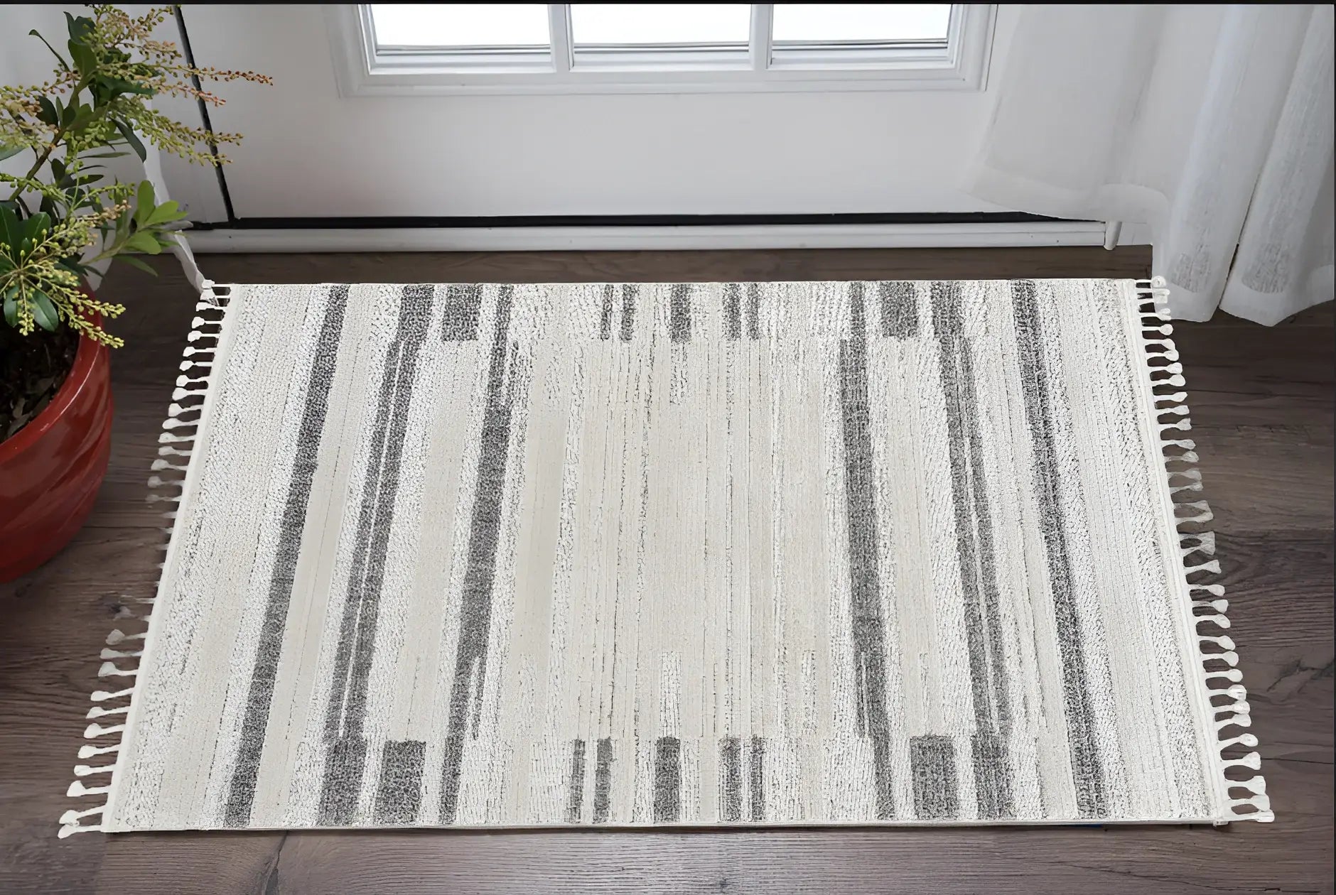 3' X 5' Ivory Abstract Area Rug - Homeroots - Flyclothing LLC