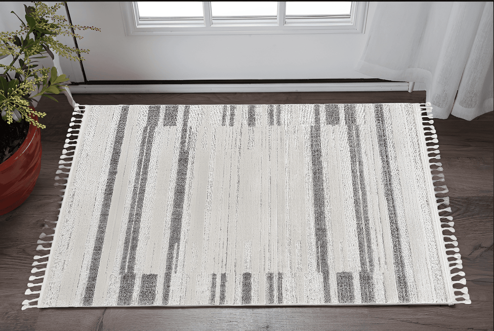 3' X 5' Ivory Abstract Area Rug - Homeroots - Flyclothing LLC