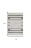 94 X 130 Ivory  Grey Polyester Rug - Homeroots
