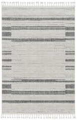 9' X 13' Ivory Grey Machine Woven Abstract Color Block Indoor Area Rug