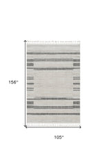 9' X 13' Ivory Grey Machine Woven Abstract Color Block Indoor Area Rug