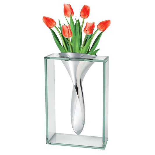 14 Mouth Blown Crystal Non Tarnish Aluminum And Glass Vase - Homeroots - Flyclothing LLC