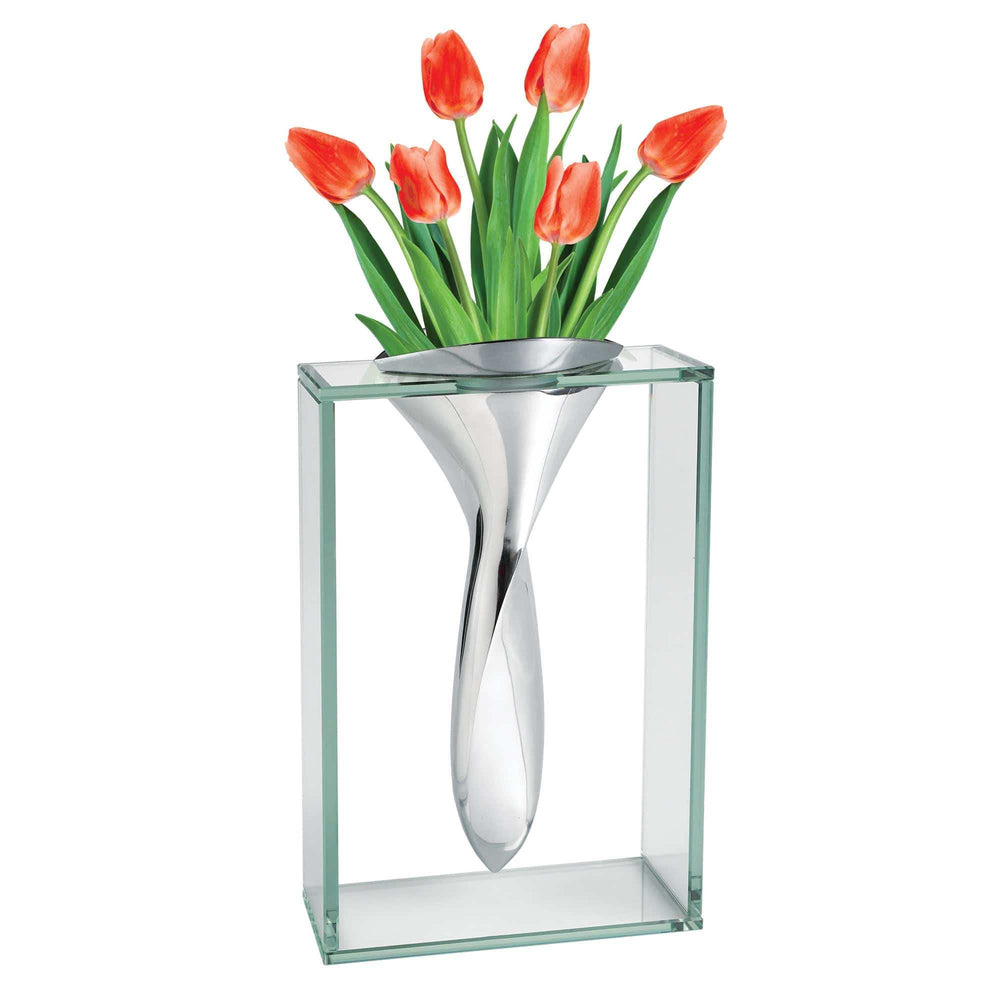 14 Mouth Blown Crystal Non Tarnish Aluminum And Glass Vase - Homeroots - Flyclothing LLC
