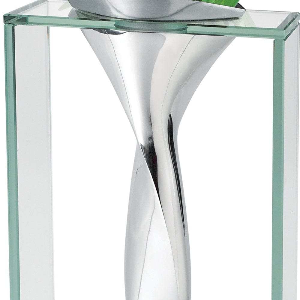 14 Mouth Blown Crystal Non Tarnish Aluminum And Glass Vase - Homeroots - Flyclothing LLC