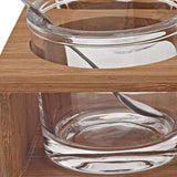 6 Mouth Blown Crystal Jam Set With 3 Glass Jars And Spoons On A Wood Stand - Homeroots - Flyclothing LLC
