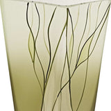 8 Mouth Blown European Made Green Glass Hand Decorated Squarish Vase - Homeroots - Flyclothing LLC
