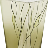 8 Mouth Blown European Made Green Glass Hand Decorated Squarish Vase - Homeroots - Flyclothing LLC