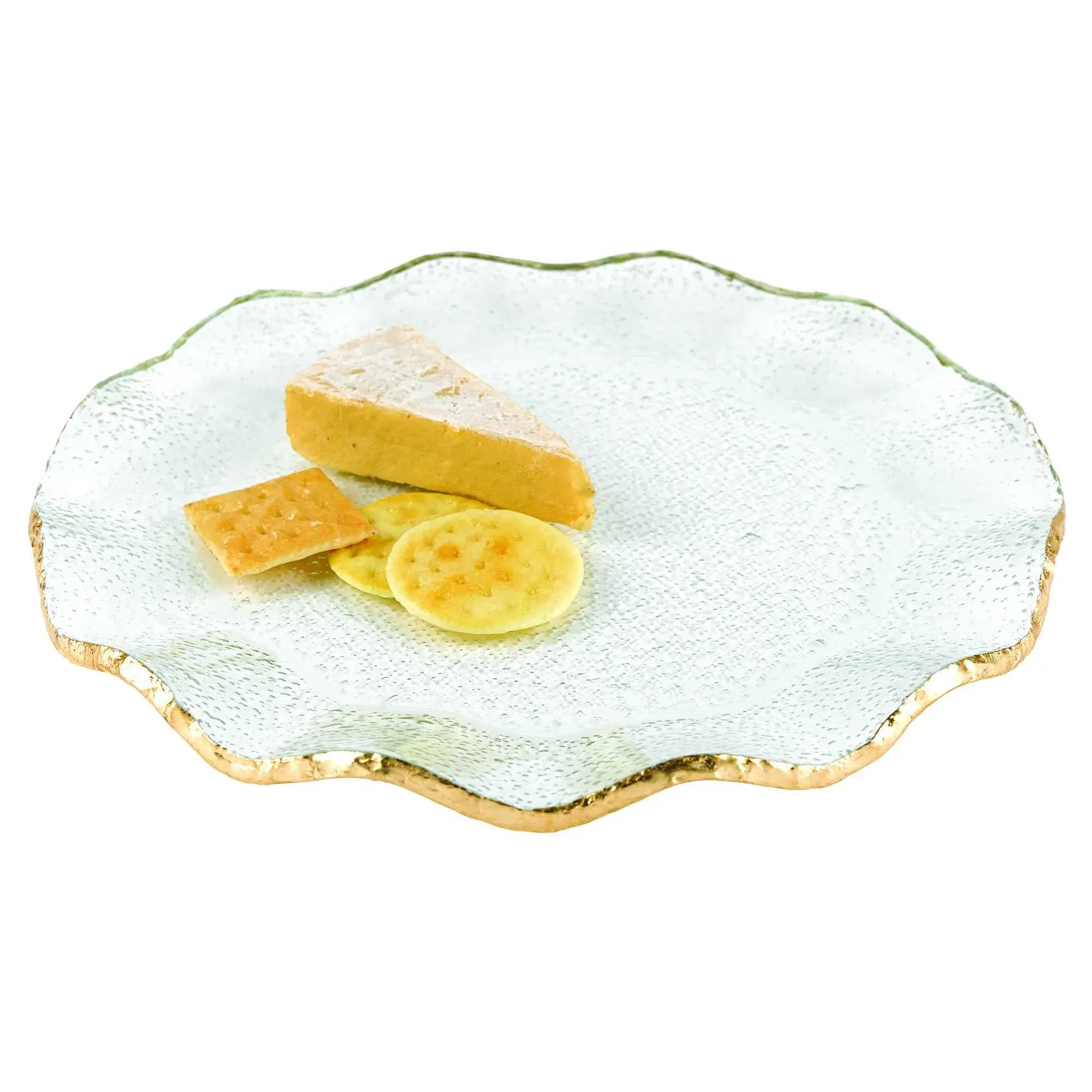 13 Mouth Blown Wavy Edge Gold Leaf Platter Or Charger - Homeroots - Flyclothing LLC