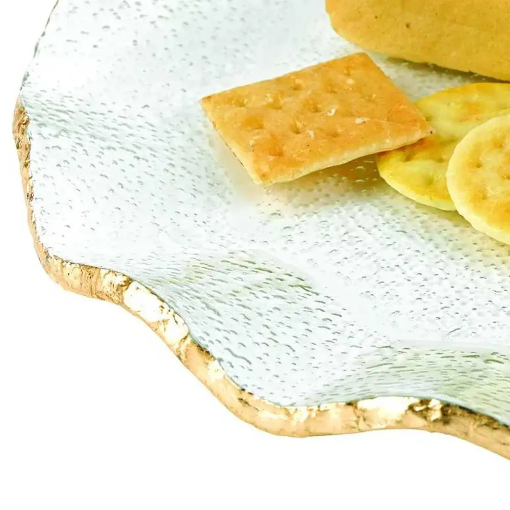 13 Mouth Blown Wavy Edge Gold Leaf Platter Or Charger - Homeroots - Flyclothing LLC