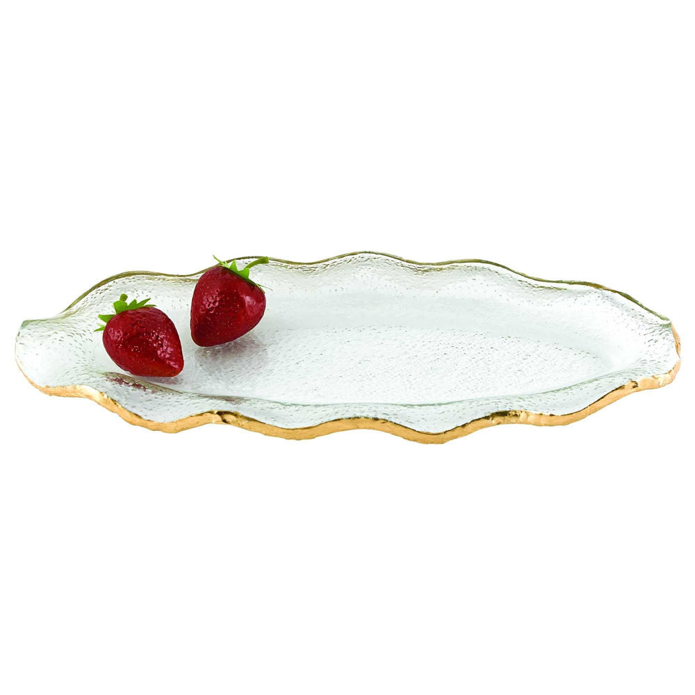 14 Mouth Blown Wavy Edge Gold Leaf Platter - Homeroots
