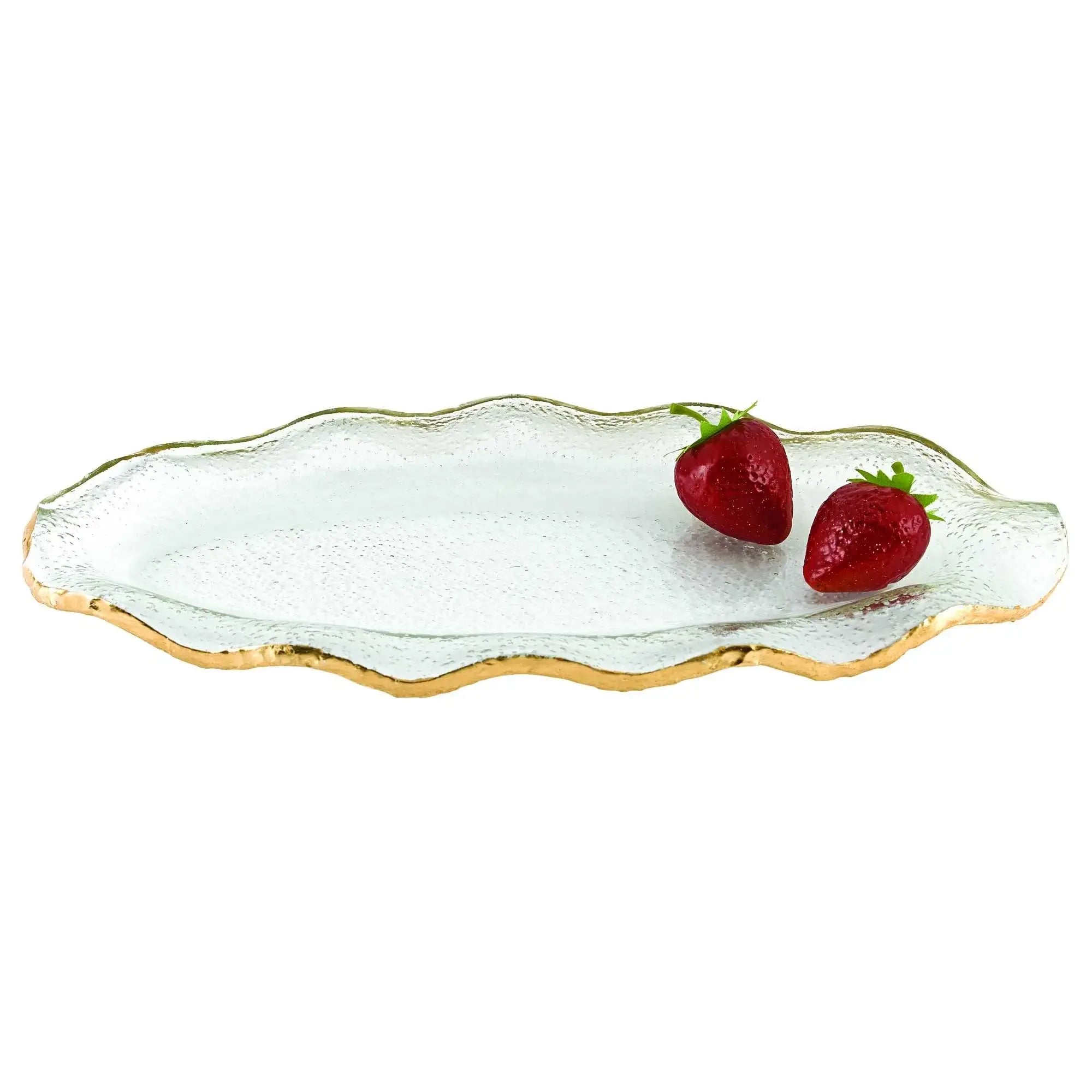 14 Mouth Blown Wavy Edge Gold Leaf Platter - Homeroots - Flyclothing LLC