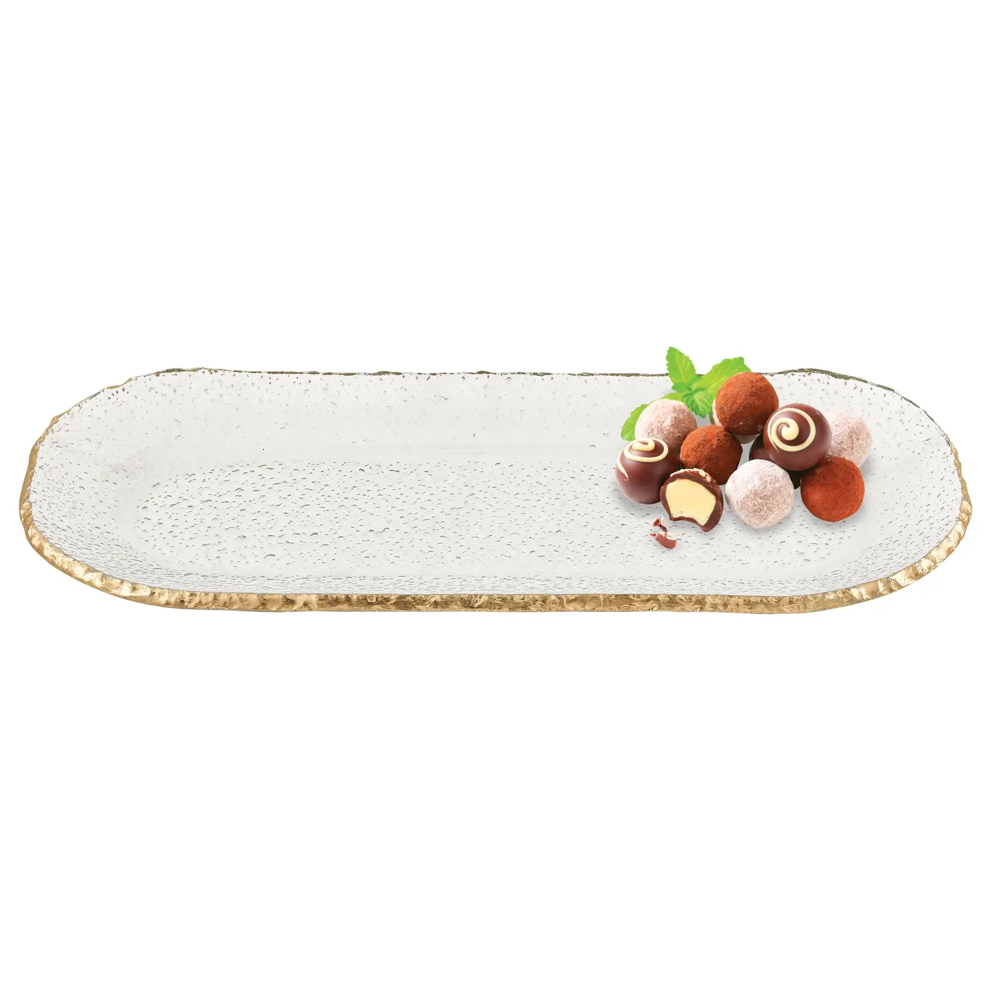 18 Mouth Blown Oval Edge Gold Leaf Platter - Homeroots - Flyclothing LLC