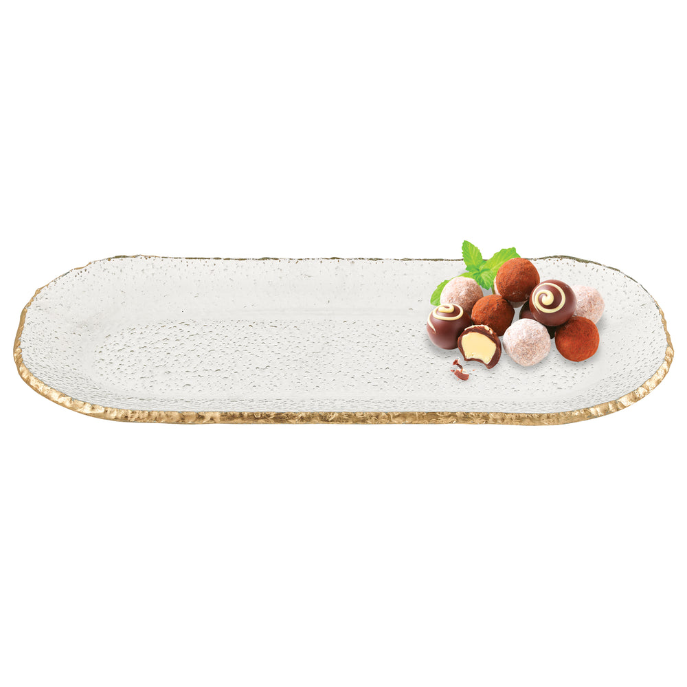 18 Mouth Blown Oval Edge Gold Leaf Platter - Homeroots