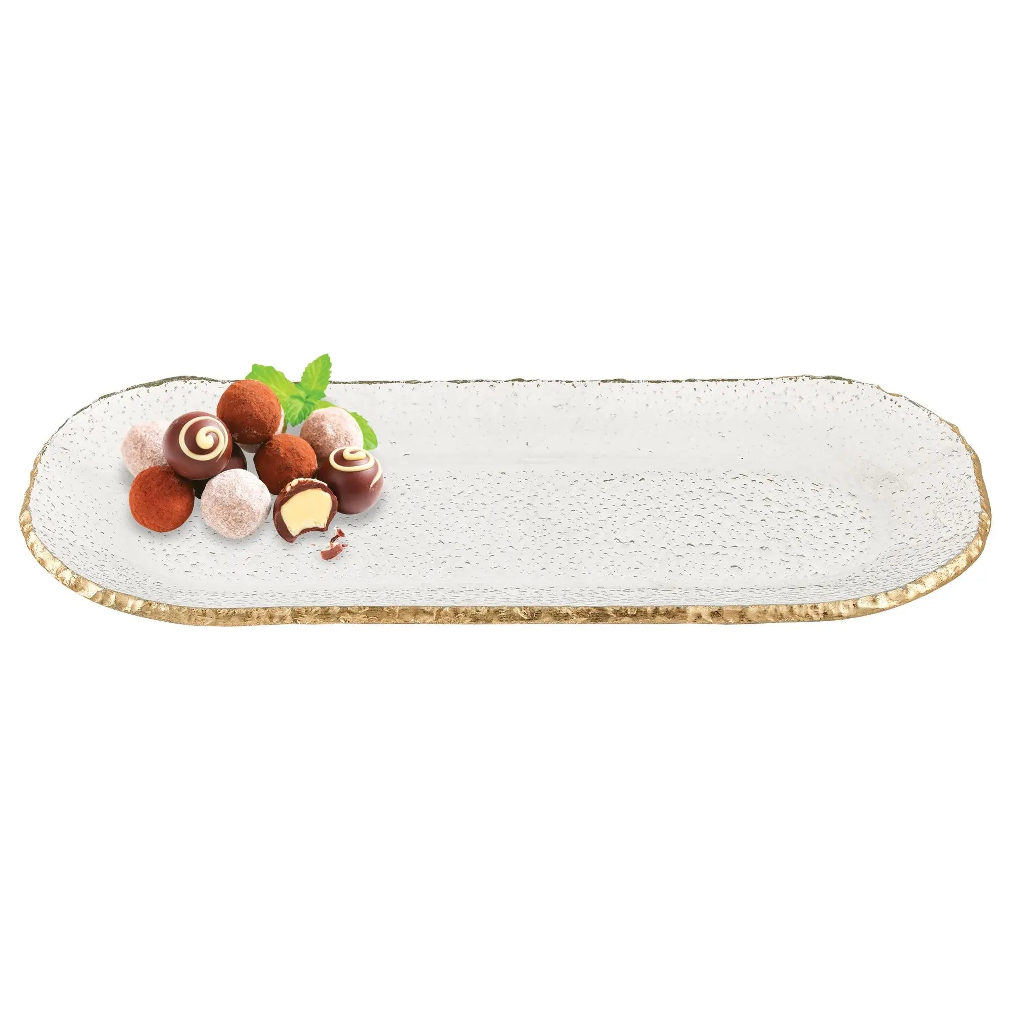 18 Mouth Blown Oval Edge Gold Leaf Platter - Homeroots - Flyclothing LLC
