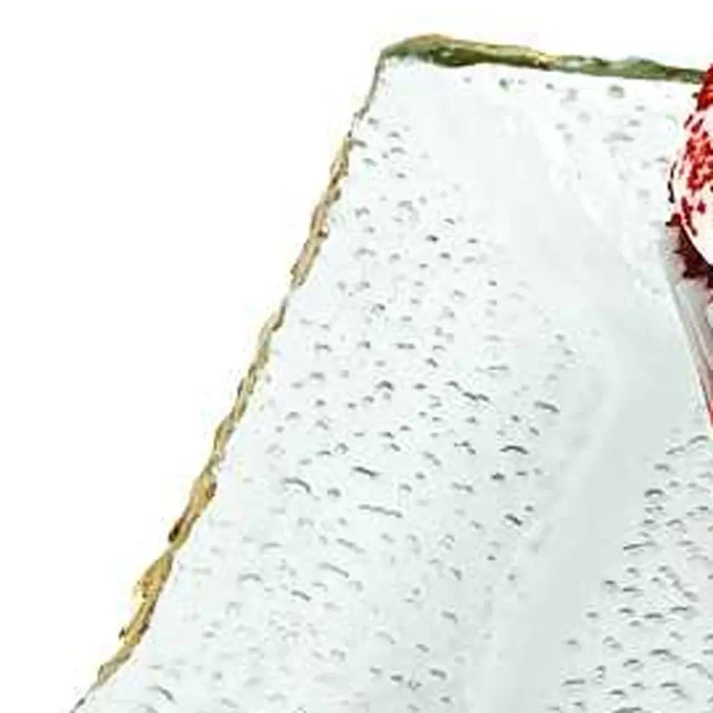 18 Mouth Blown Rectangular Edge Gold Leaf Serving Platter Or Tray - Homeroots - Flyclothing LLC