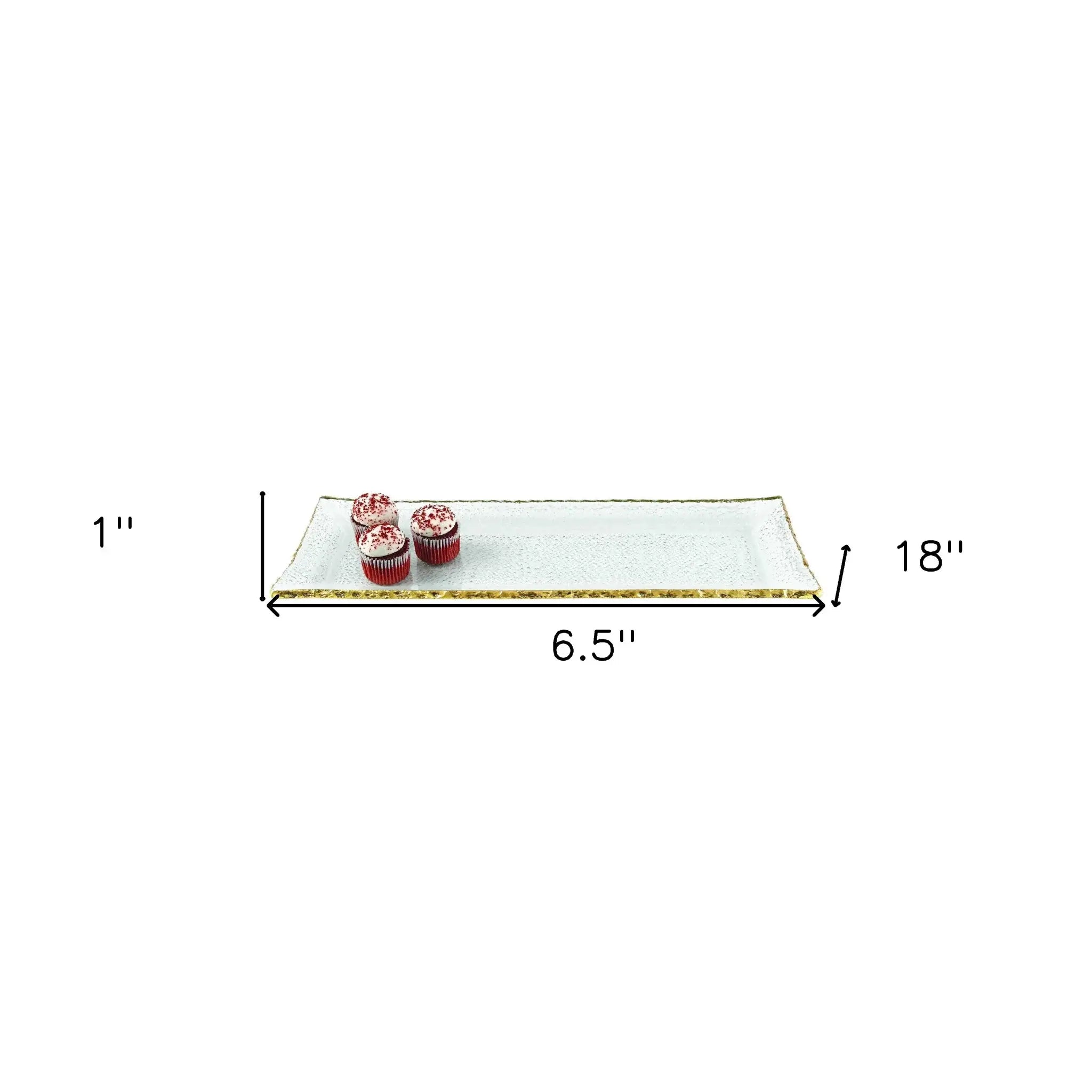18 Mouth Blown Rectangular Edge Gold Leaf Serving Platter Or Tray - Homeroots - Flyclothing LLC